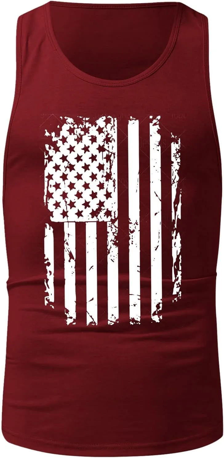 4th of July Graphic Tank Tops for Men American Flag Graphic Tees Summer Sleeveless Workout Athletic Muscle Cut Off Shirt Vest