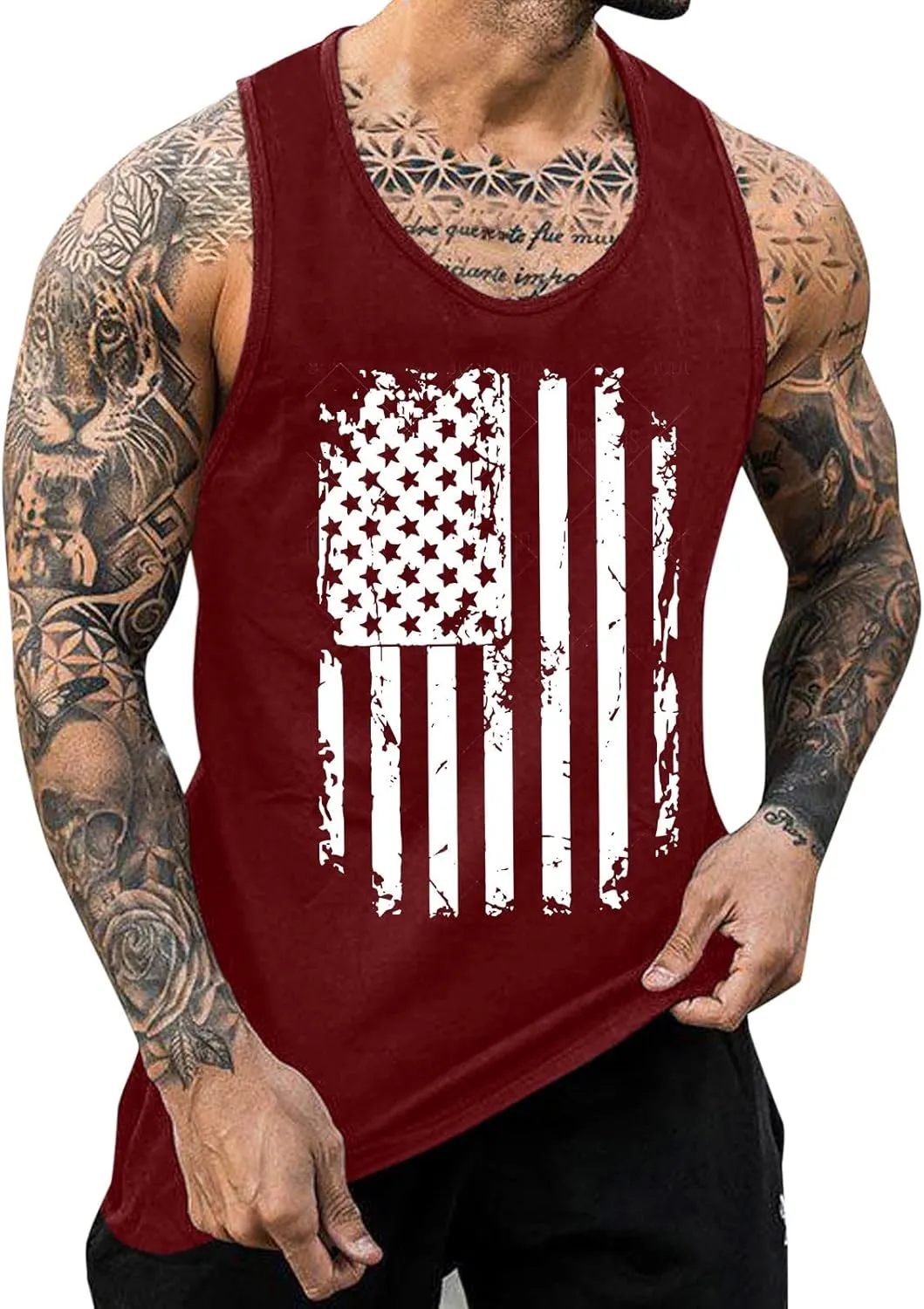 4th of July Graphic Tank Tops for Men American Flag Graphic Tees Summer Sleeveless Workout Athletic Muscle Cut Off Shirt Vest