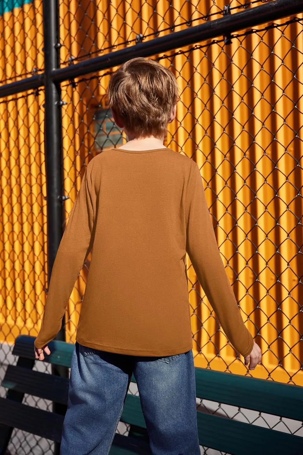 Arshiner Kids Boys Henley Shirts Cotton Long Sleeve Crewneck T-Shirts Color Block Tee Tops 3-12 Years