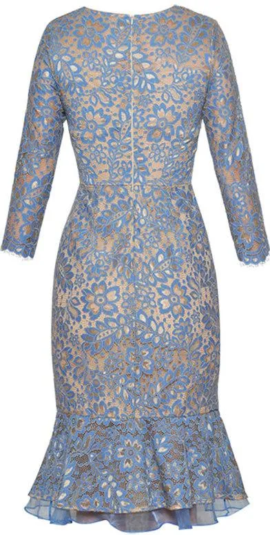 Asymmetrical Blue Lace Dress