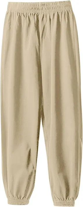 Boys Girls Casual Sweatpants Athletic Joggers Solid Color Cotton Sport Active Pant Kids Breathable Track Pants Clothes