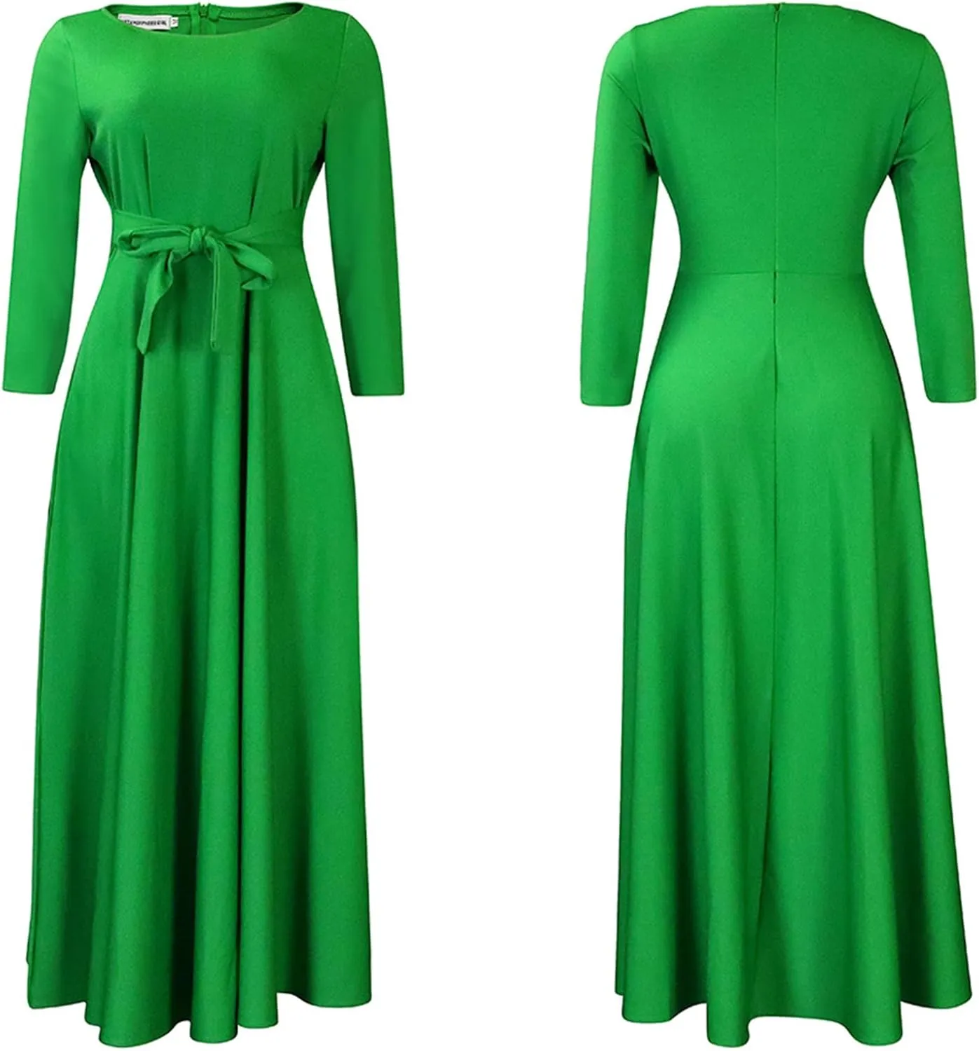 Casual Plus Size Maxi Dress for Women African Print Long Dress 3/4 Sleeve Flowy Ruffle Dress with Belt 2025 Fashion