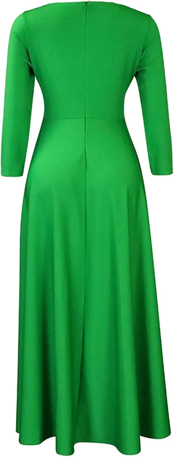 Casual Plus Size Maxi Dress for Women African Print Long Dress 3/4 Sleeve Flowy Ruffle Dress with Belt 2025 Fashion