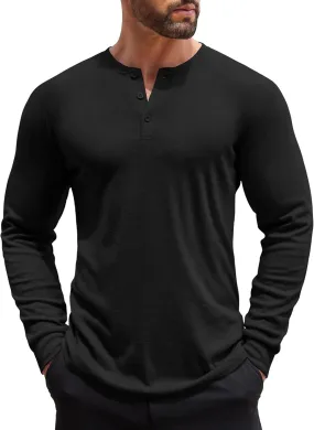 COOFANDY Men's Henley Shirts Long Sleeve Button T-Shirt Lightweight Fashion Casual Pullover Shirt