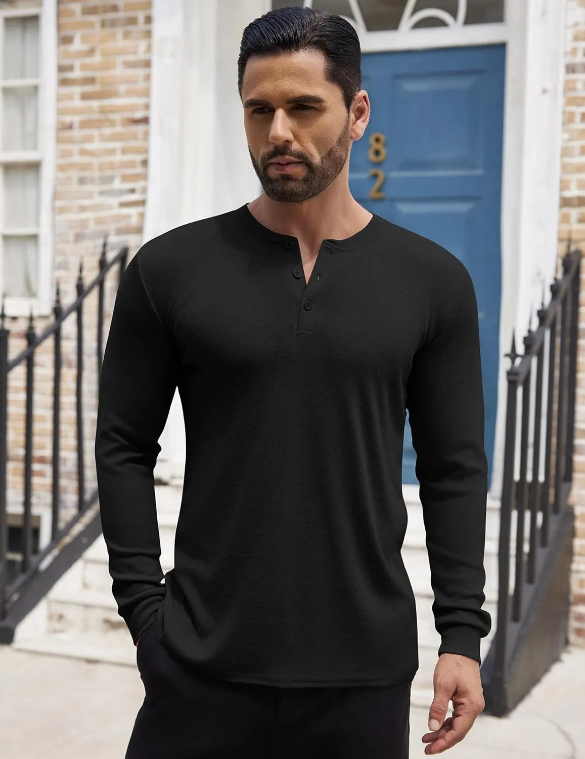 COOFANDY Men's Henley Shirts Long Sleeve Button T-Shirt Lightweight Fashion Casual Pullover Shirt