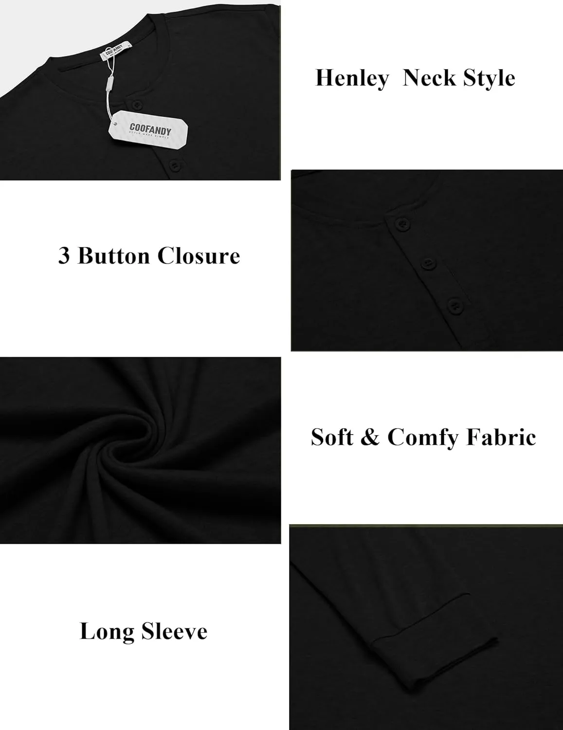 COOFANDY Men's Henley Shirts Long Sleeve Button T-Shirt Lightweight Fashion Casual Pullover Shirt