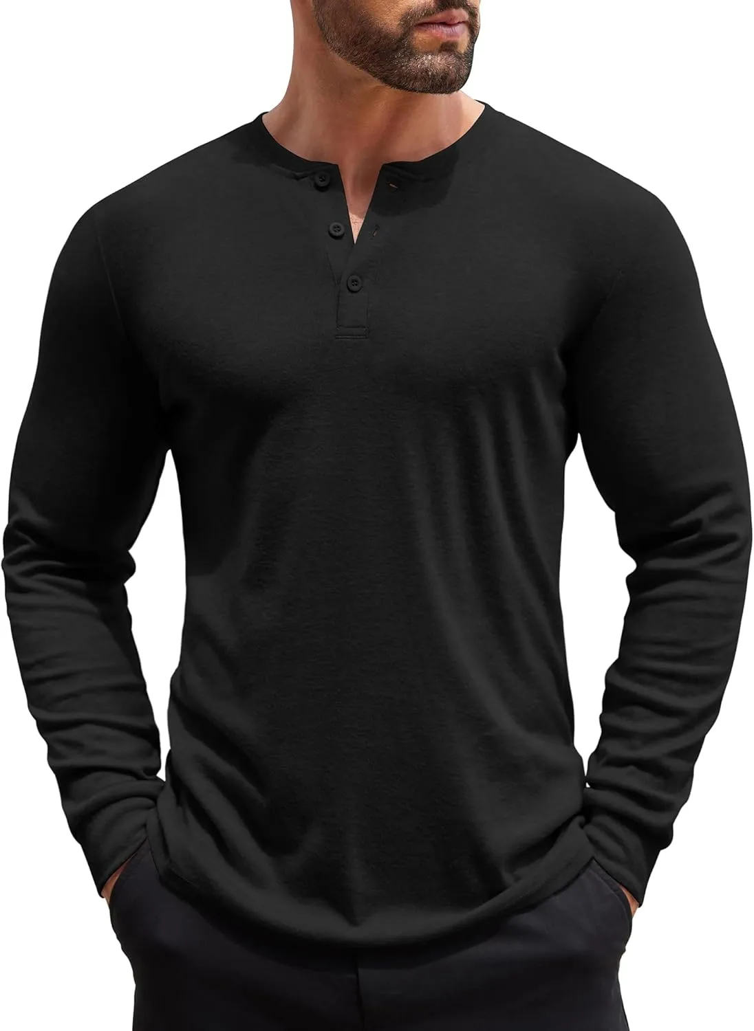 COOFANDY Men's Henley Shirts Long Sleeve Button T-Shirt Lightweight Fashion Casual Pullover Shirt