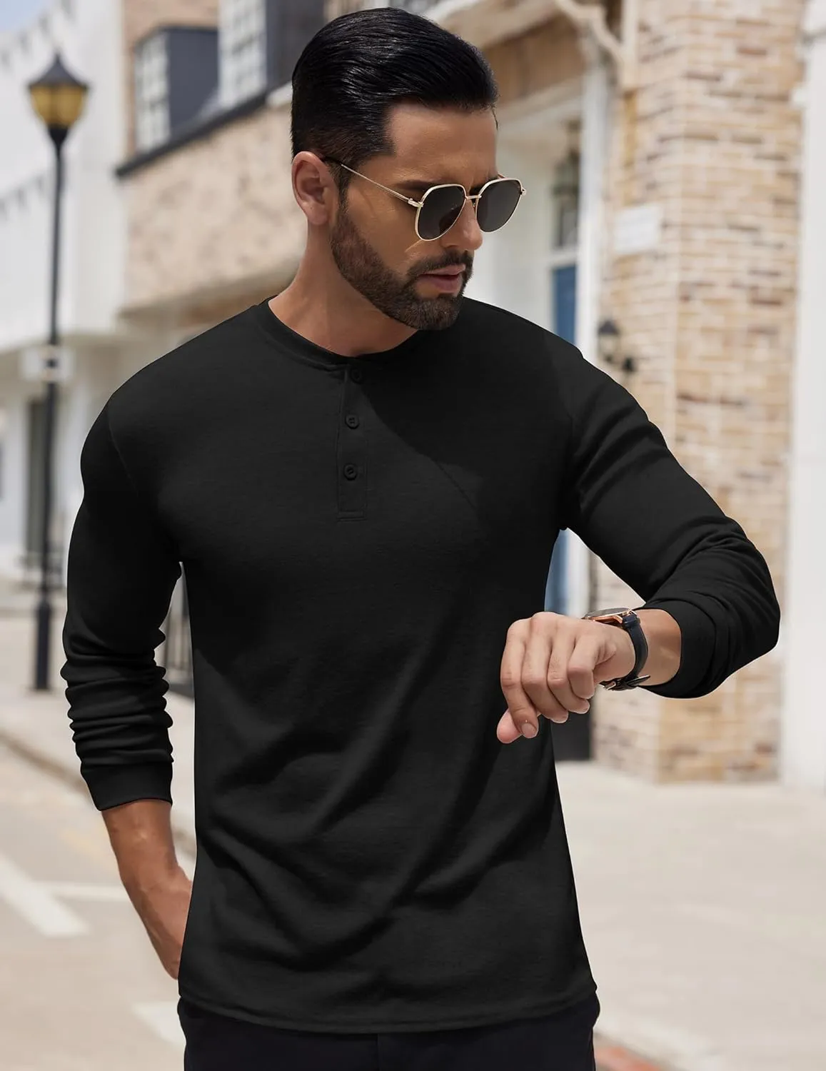 COOFANDY Men's Henley Shirts Long Sleeve Button T-Shirt Lightweight Fashion Casual Pullover Shirt