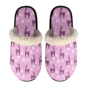 Deer Print on Demand Artwork Women's Fur Lined House Slippers