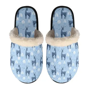 Deer Print on Demand Artwork Women's Fur Lined House Slippers