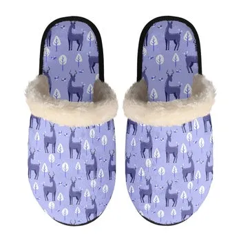 Deer Print on Demand Artwork Women's Fur Lined House Slippers