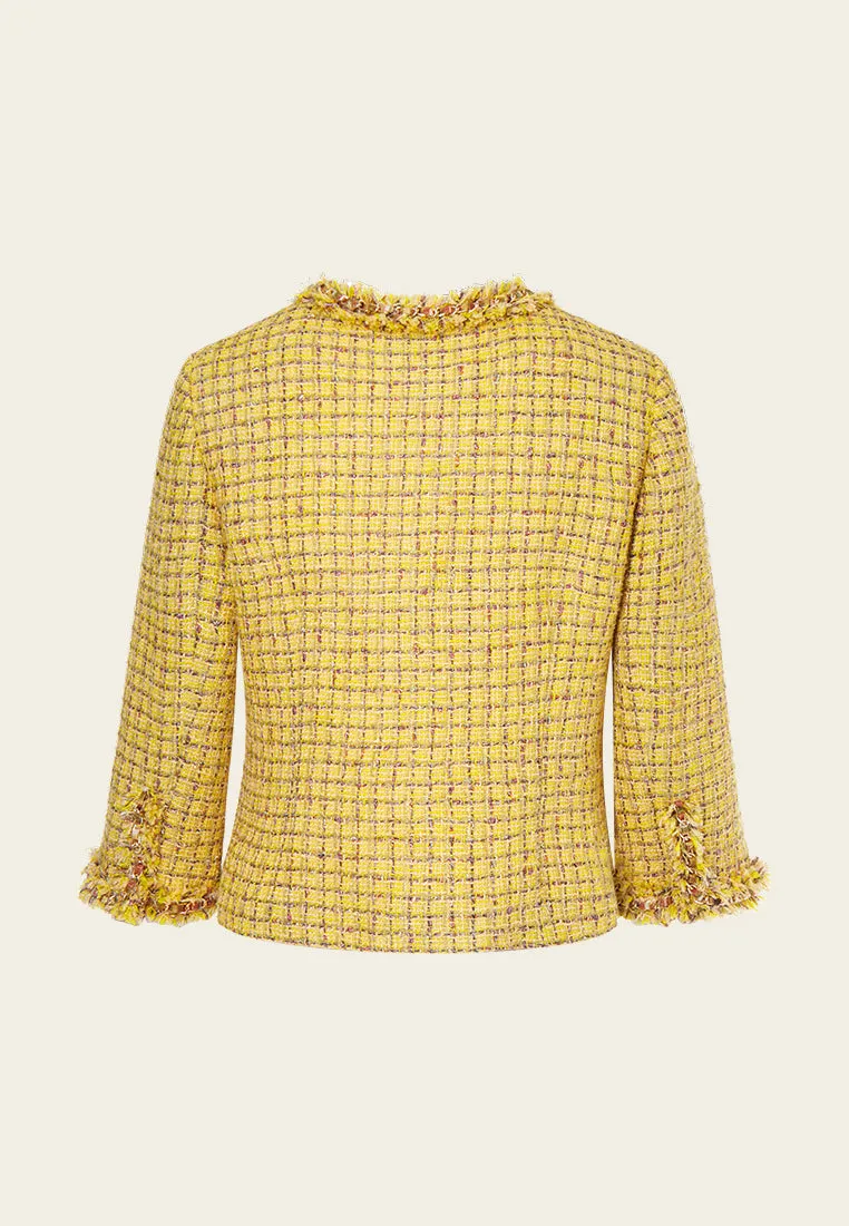 Fray Checked Tweed Jacket