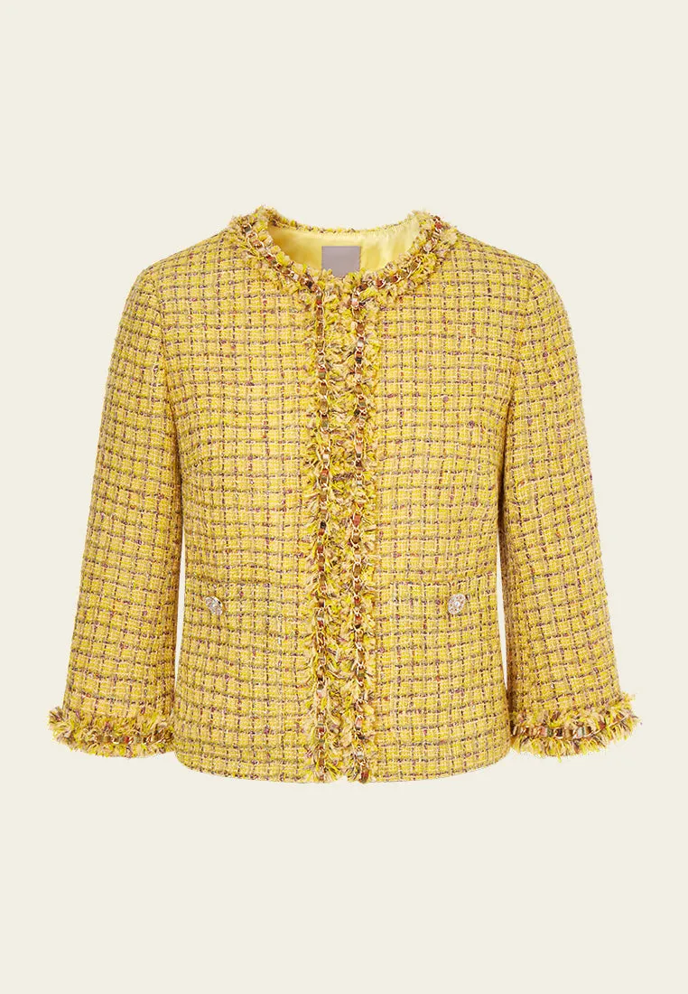 Fray Checked Tweed Jacket