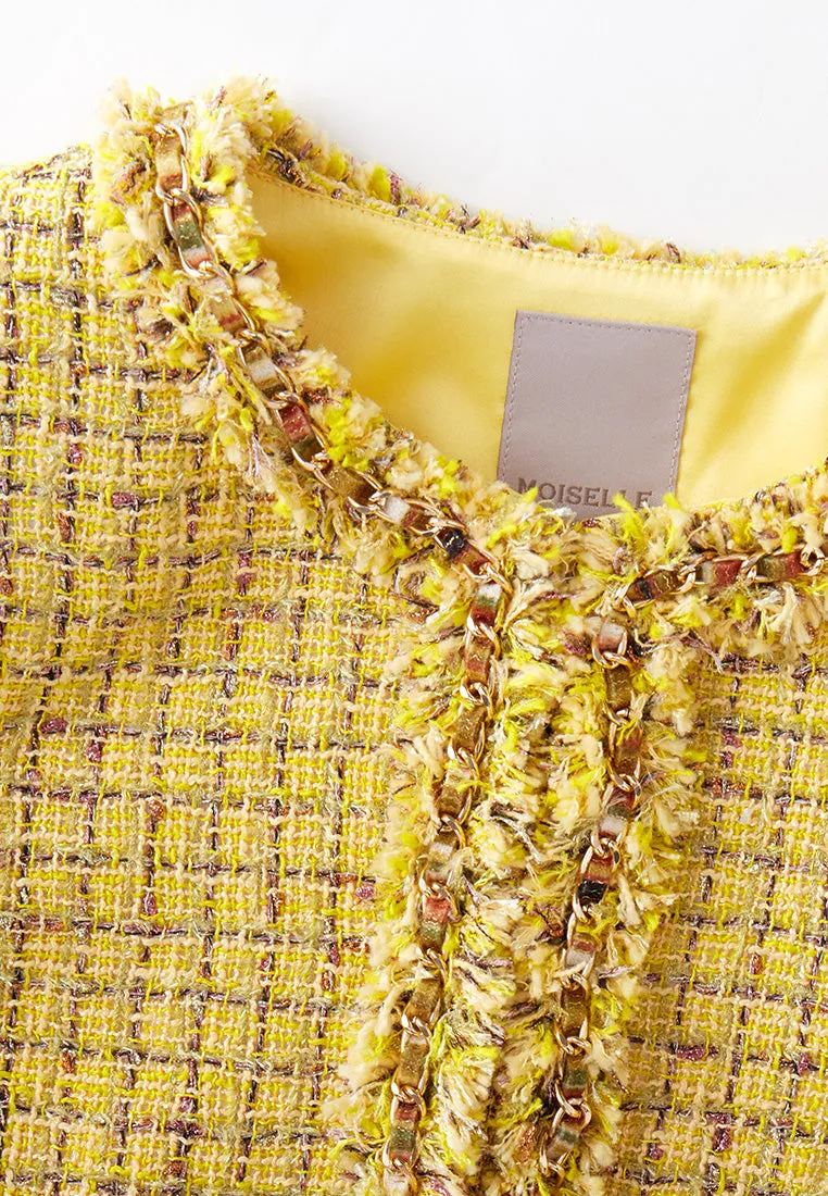 Fray Checked Tweed Jacket