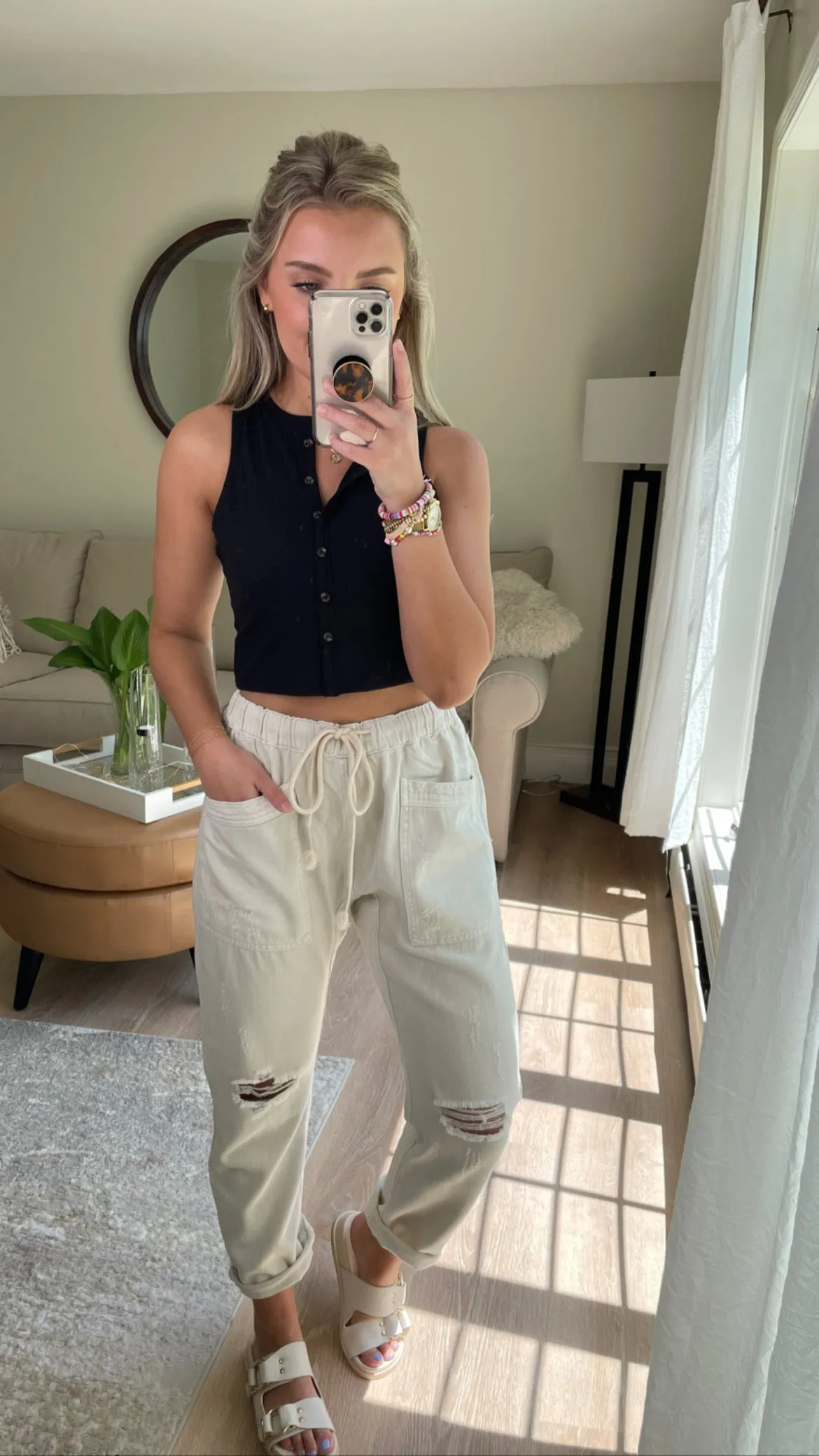 Henley Ribbed Cropped Top