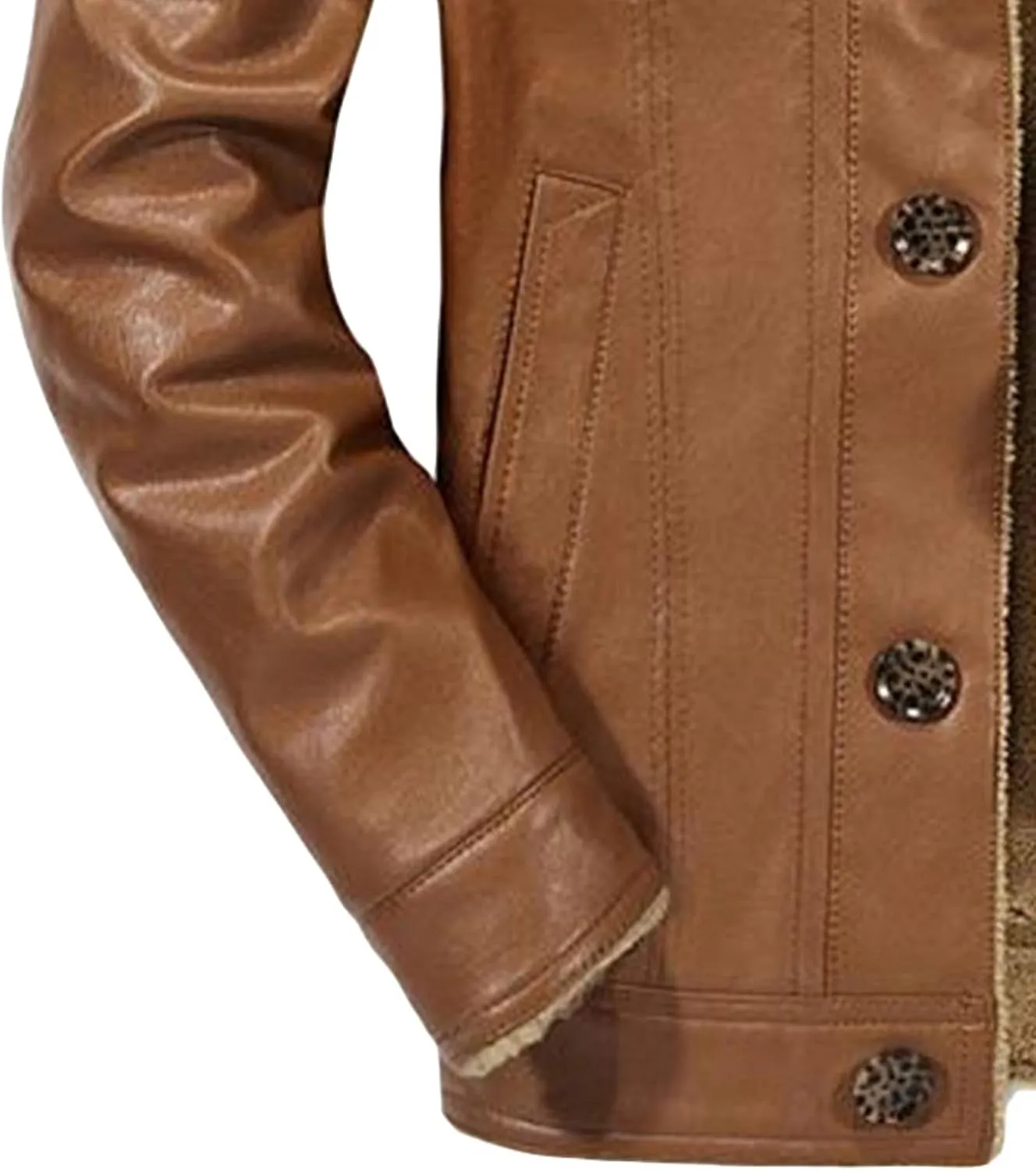 JEsilunmaMY Men's Single-Breasted Leather Sherpa Coat Fleece Lined Lapel Winter Biker Coat Warm Thicken Parka Bomber Jacket