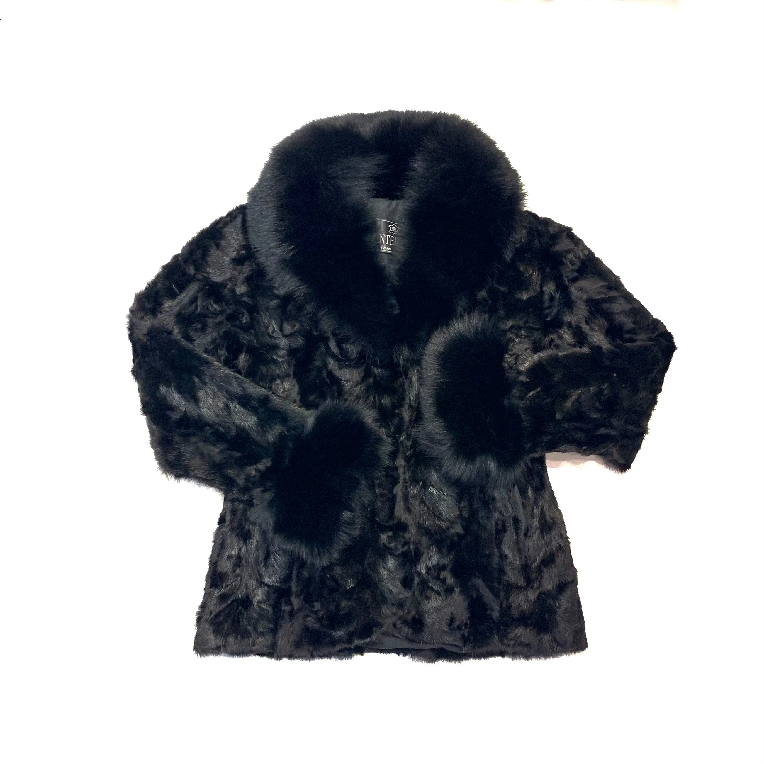 Kashani Women's Black Mink Jacket with Fox Fur Lining