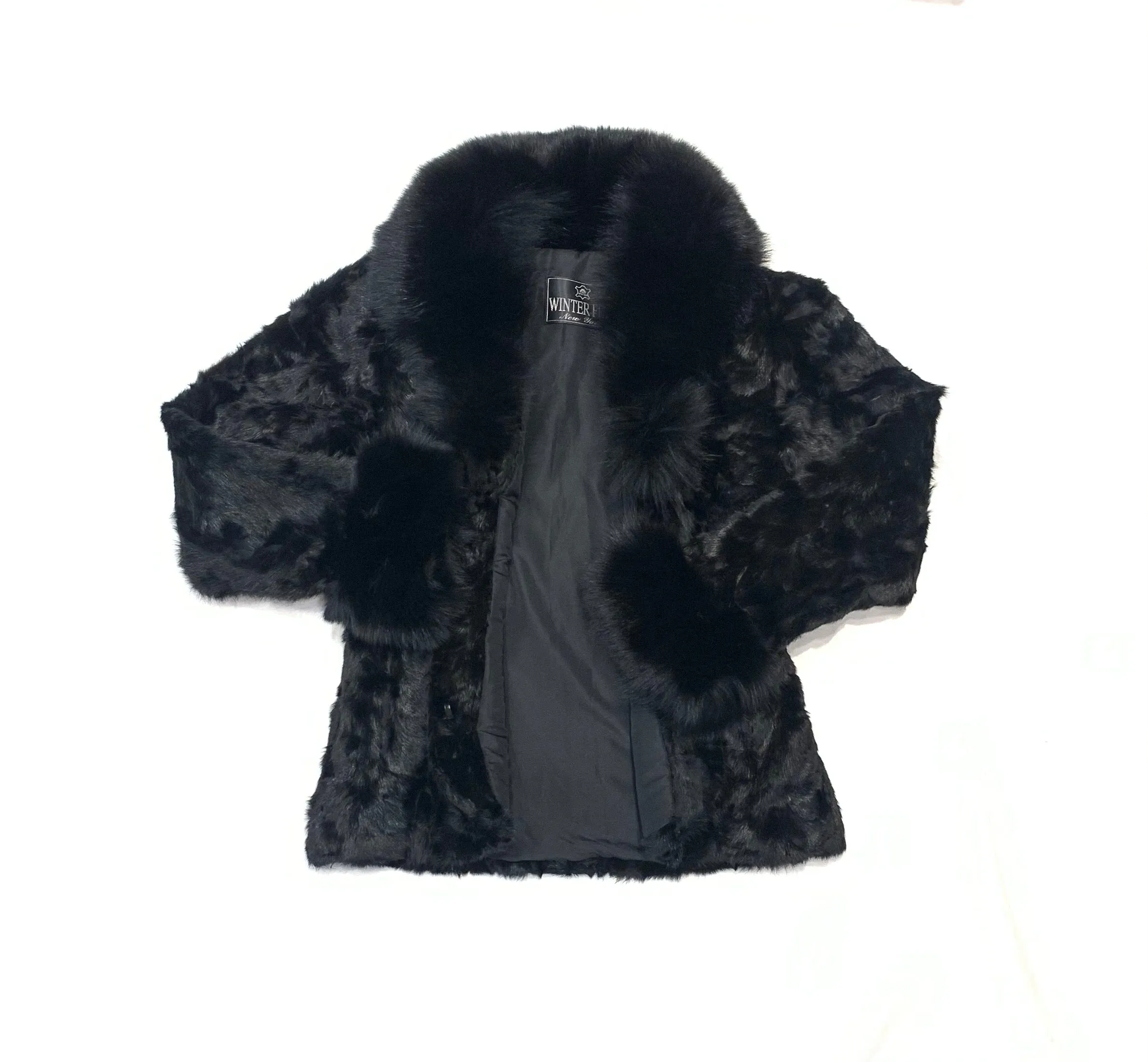Kashani Women's Black Mink Jacket with Fox Fur Lining