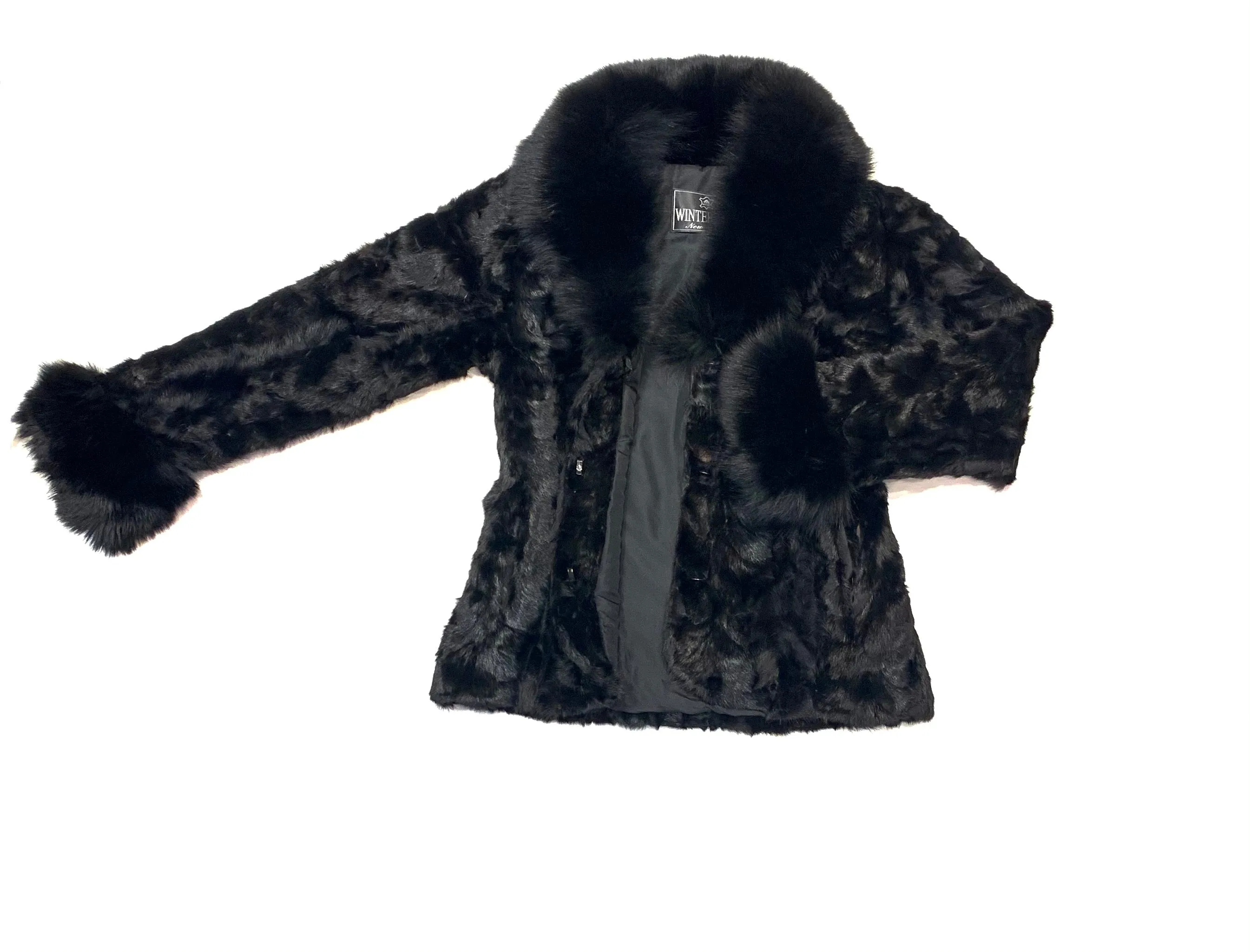 Kashani Women's Black Mink Jacket with Fox Fur Lining