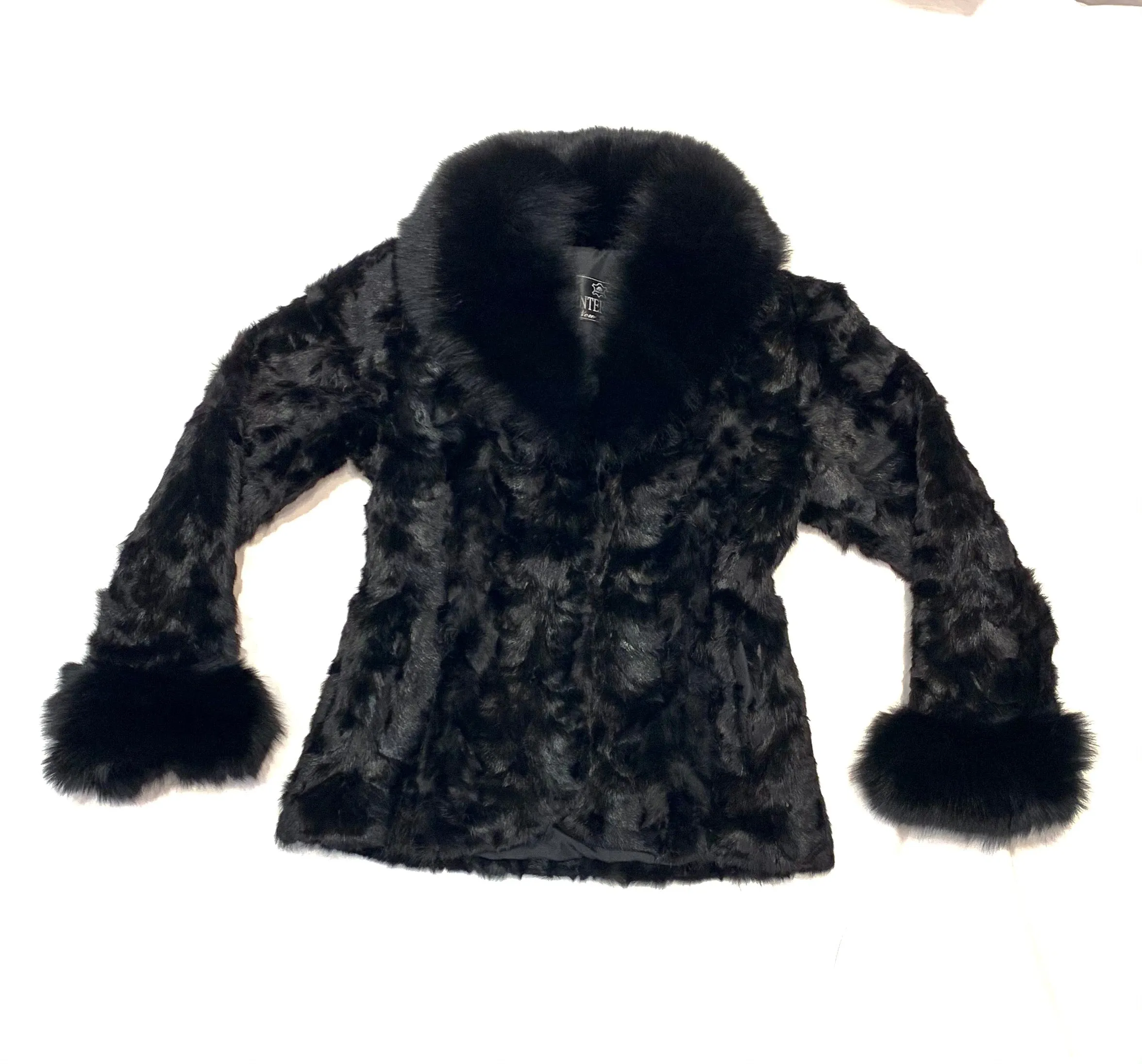 Kashani Women's Black Mink Jacket with Fox Fur Lining