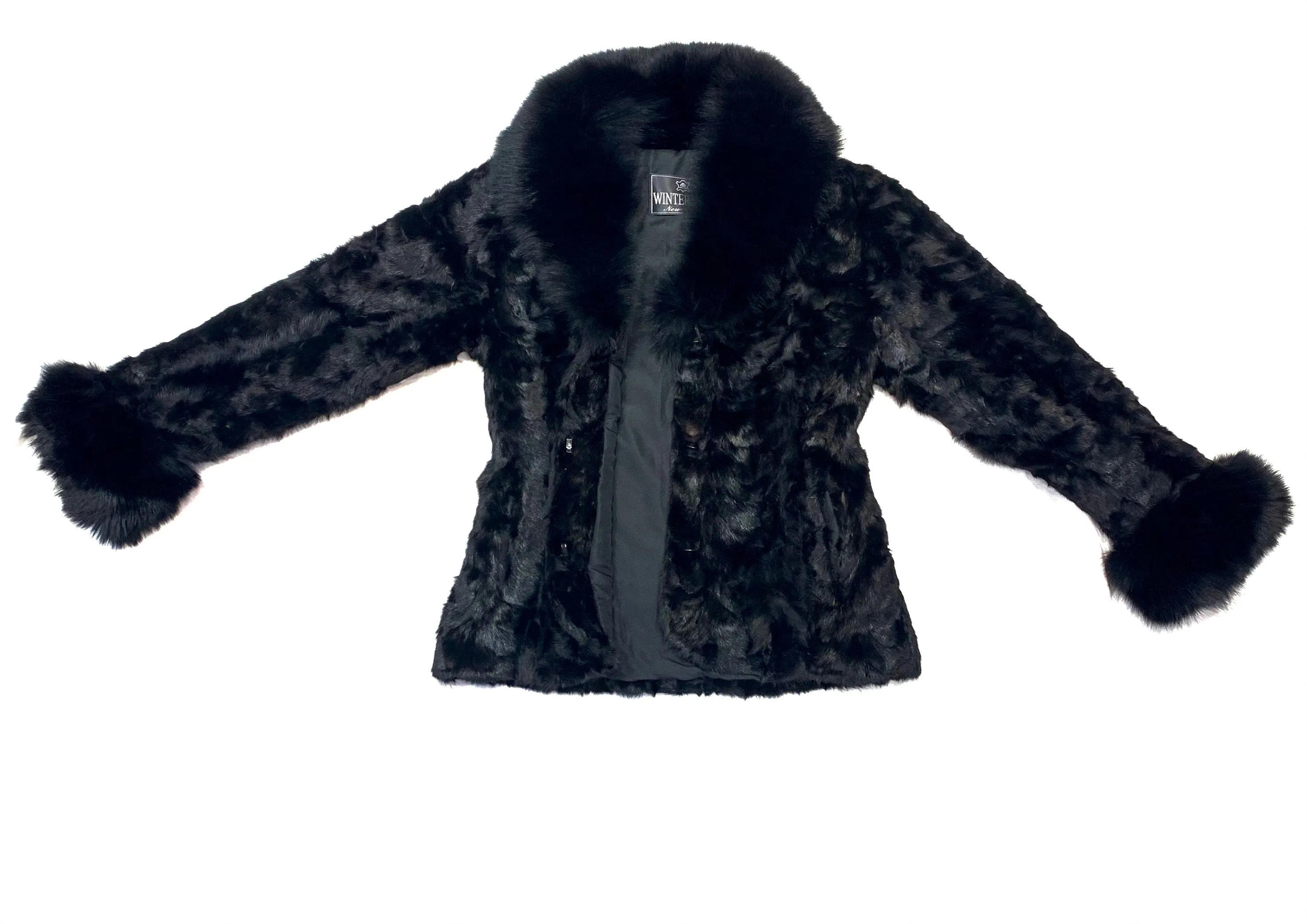 Kashani Women's Black Mink Jacket with Fox Fur Lining