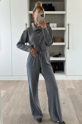 Kimmy grey button up ribbed co ord