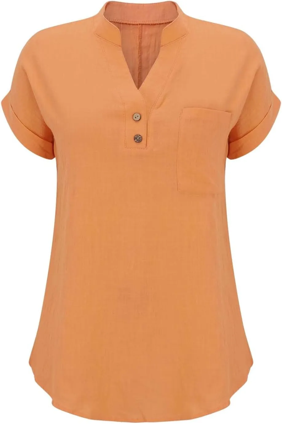 Linen Shirts for Women Trendy Casual Button Down Short Sleeve Cotton Shirts Loose Summer V Neck Business Work Collared Tops