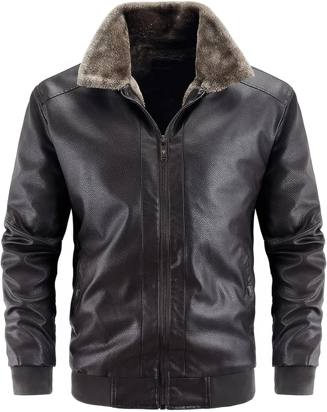 Mens Brown Bomber Jacket Genuine Sheepskin Sherpa Shearling Faux Fur Lined Shirt Leather Jackets for Men