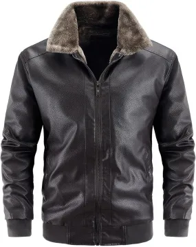 Mens Brown Bomber Jacket Genuine Sheepskin Sherpa Shearling Faux Fur Lined Shirt Leather Jackets for Men
