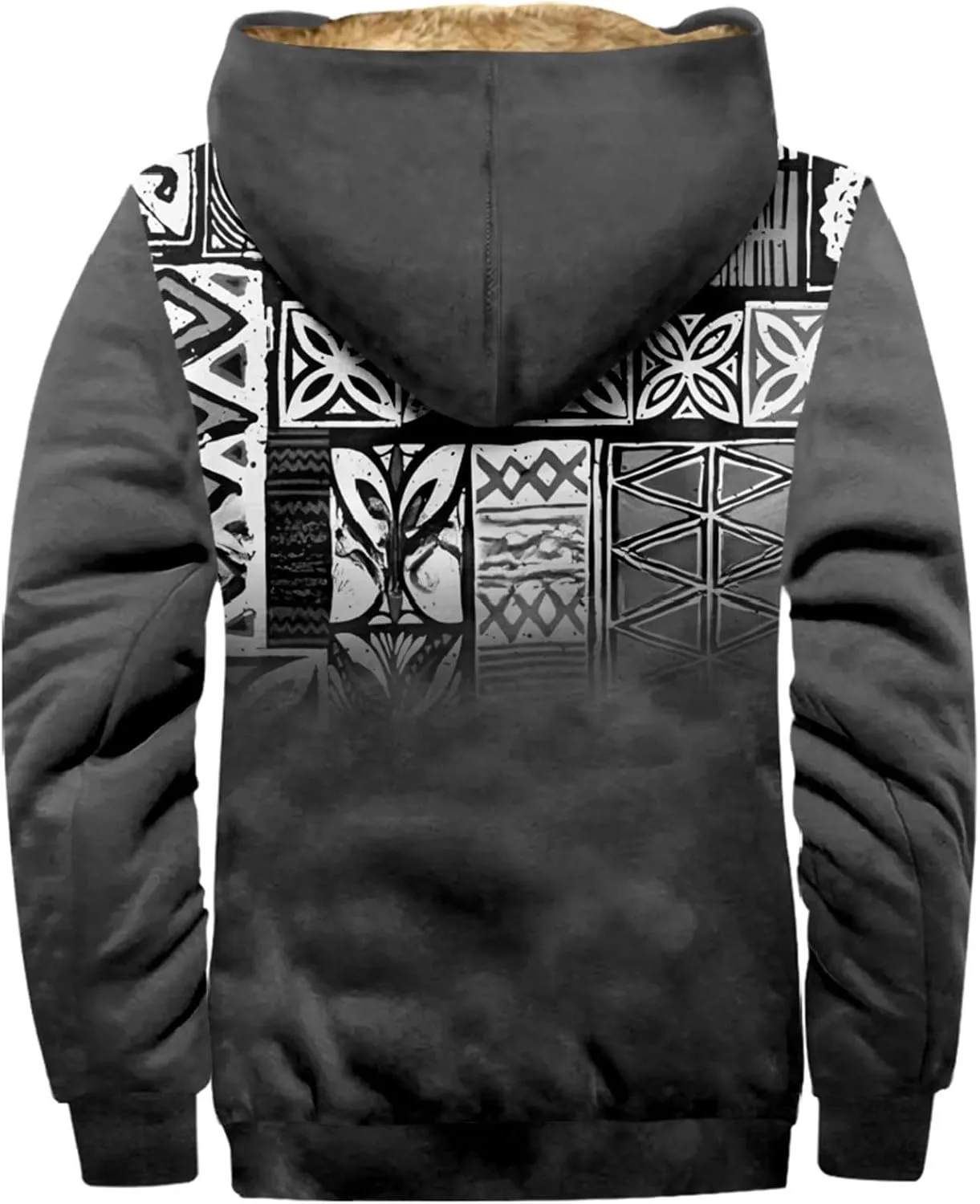Mens Fleece Jacket Fuzzy Sherpa Jacket Western Aztec Print Vintage Sweatshirts Winter Warm Ethnic Casual Sweater Coat