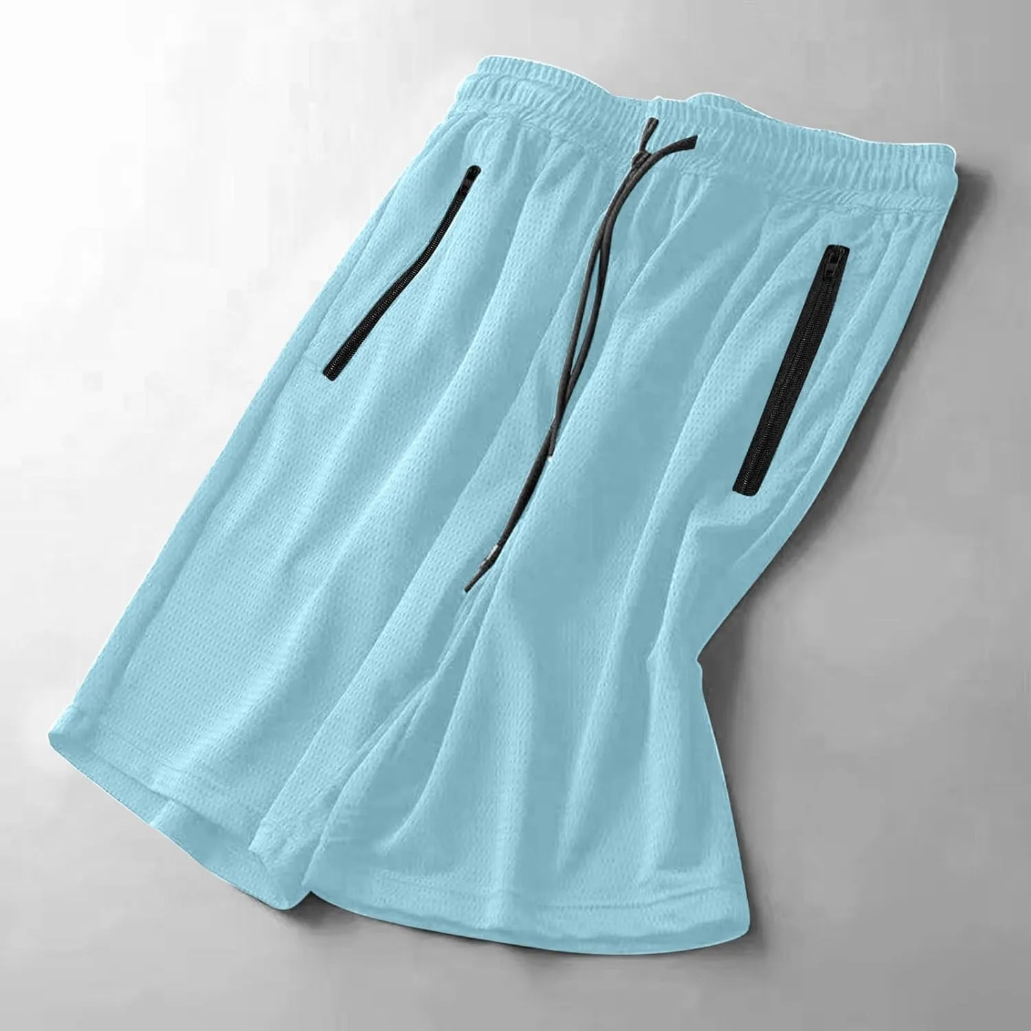 Men's Gym Shorts Mesh Breathable Quick-Dry Basketball Running Lightweight Athletic Workout Shorts with Zipper Pockets