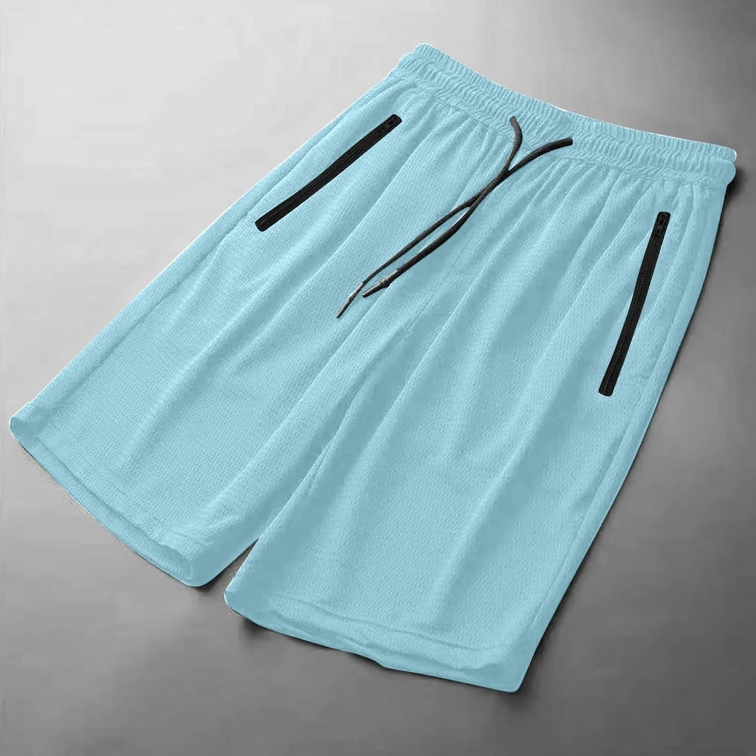 Men's Gym Shorts Mesh Breathable Quick-Dry Basketball Running Lightweight Athletic Workout Shorts with Zipper Pockets