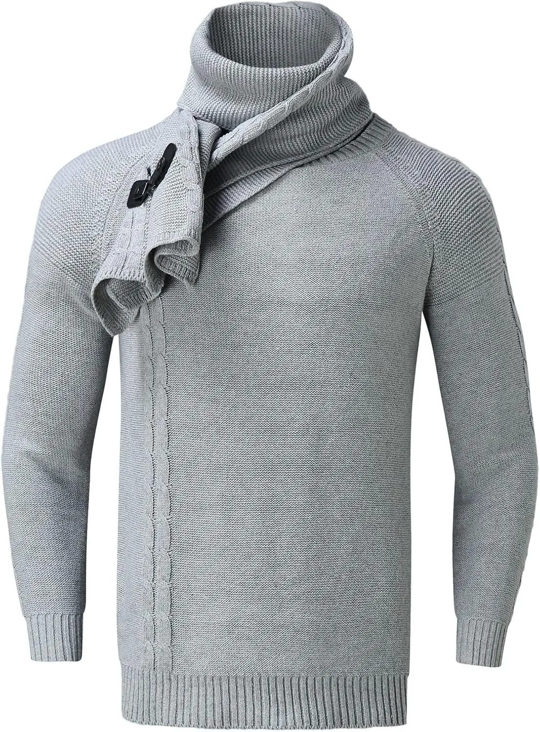 Mens Slim Fit Pullover Sweaters with Scarf Turtleneck Knit Sweater Warm Jumper Lightweight Long Sleeve Pullovers