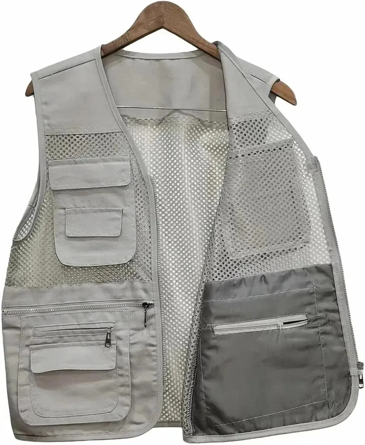 Men's Summer Thin Vest Coat Outdoor Multi-Pocket Breathable Waistcoat Solid Camping Fishing Work Vest