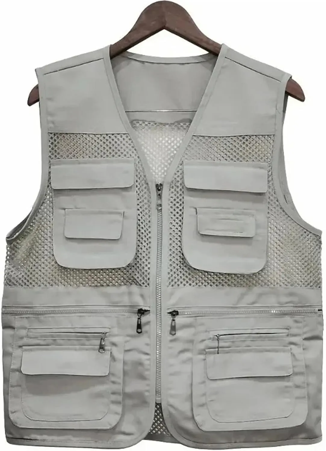 Men's Summer Thin Vest Coat Outdoor Multi-Pocket Breathable Waistcoat Solid Camping Fishing Work Vest