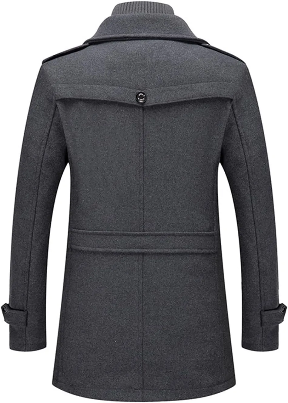 Mens Trench Coat Wool Blend Layered Collar Classic Stylish Business Overcoat Warm Winter Trench Pea Coats Lapel Plain