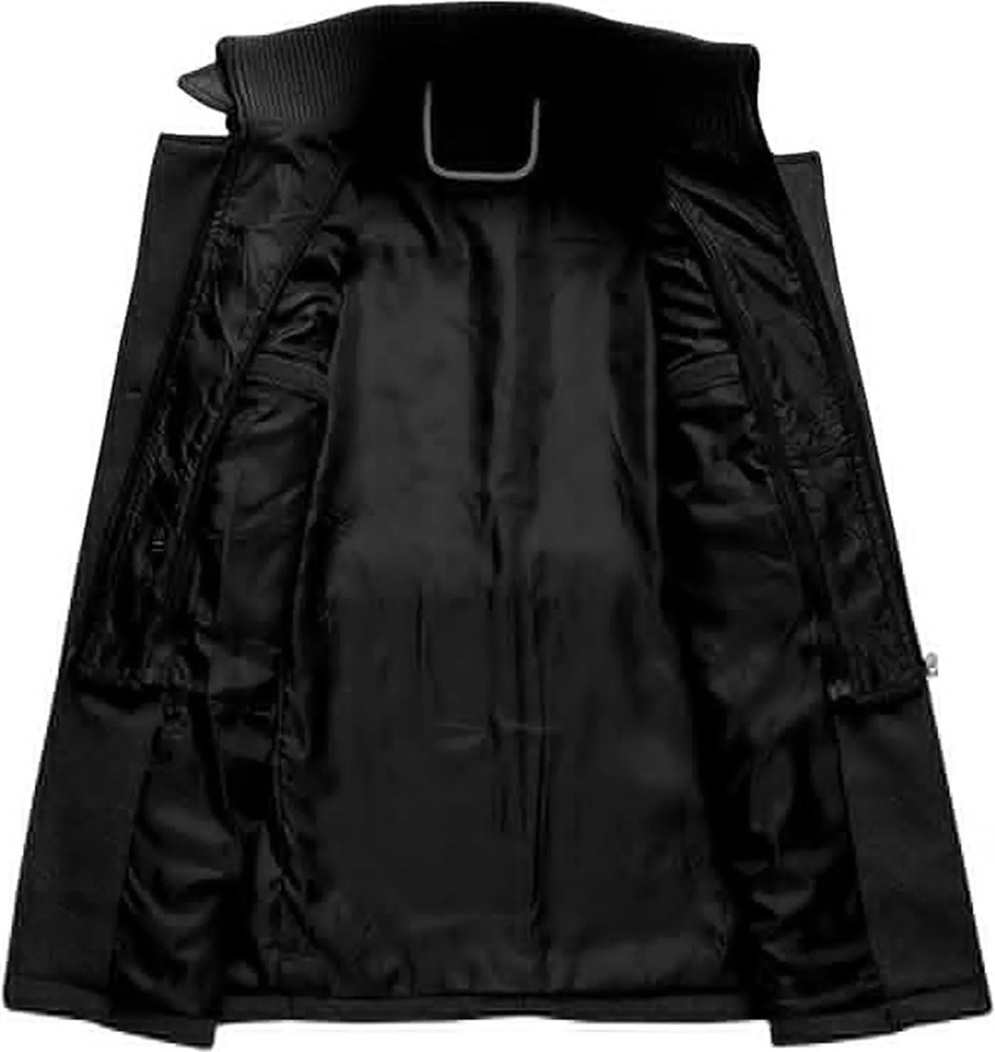 Mens Trench Coat Wool Blend Layered Collar Classic Stylish Business Overcoat Warm Winter Trench Pea Coats Lapel Plain