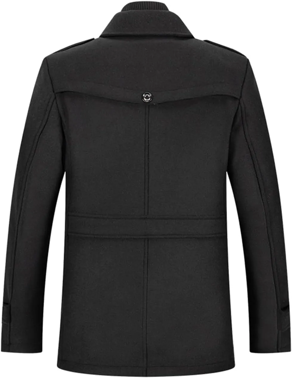 Mens Trench Coat Wool Blend Layered Collar Classic Stylish Business Overcoat Warm Winter Trench Pea Coats Lapel Plain