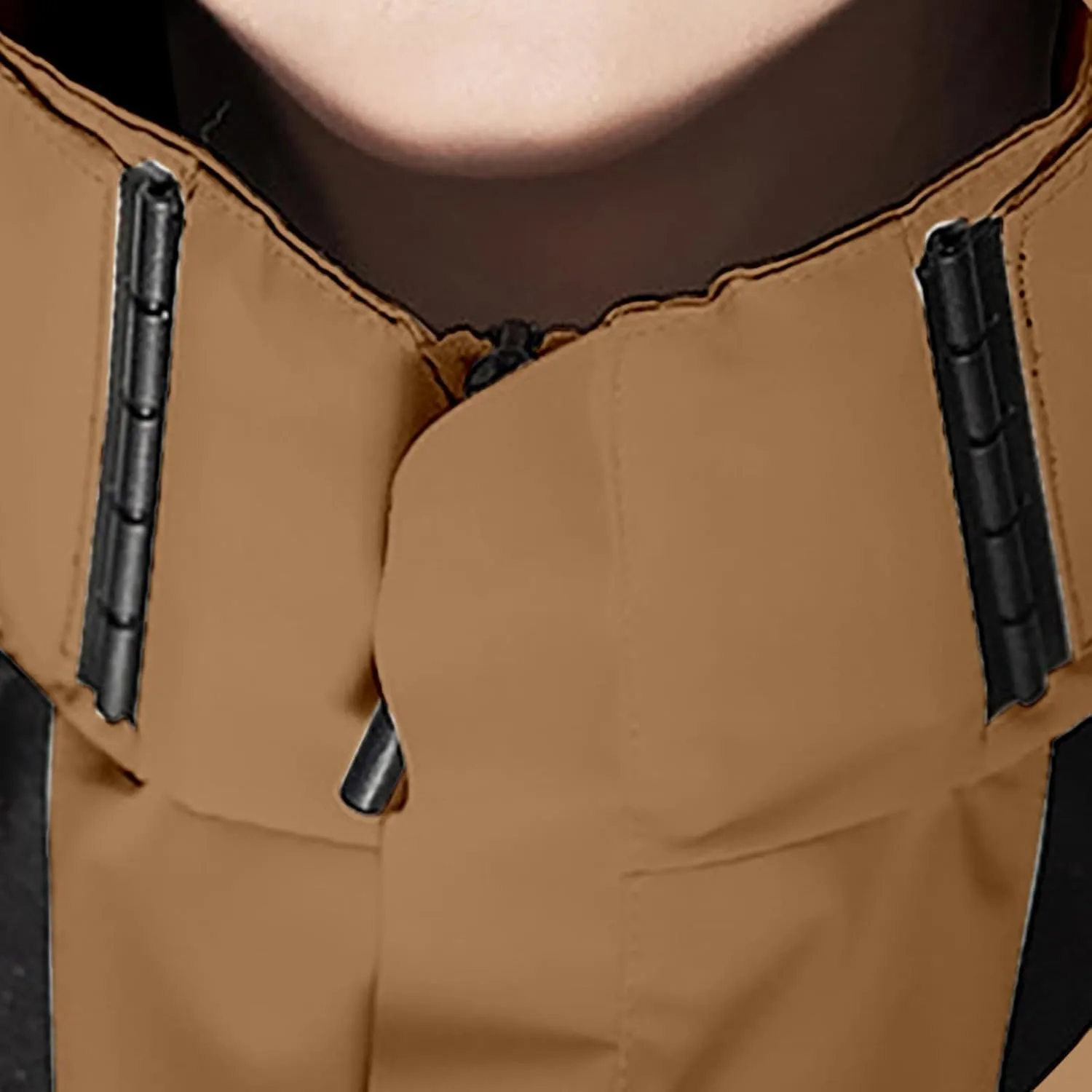 Mens Waterproof Rain Jacket Lightweight Breathable Solid Contrast Patchwork Windbreak Hooded Coat Outdoor Jacket
