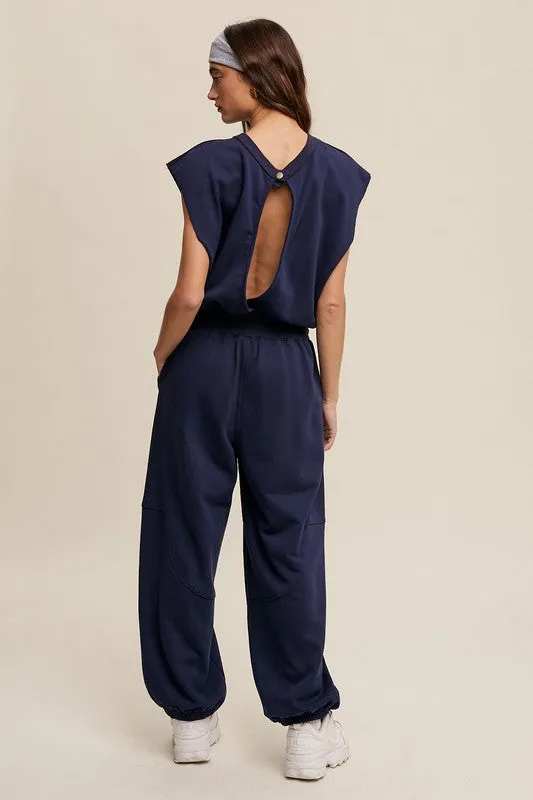 Midnight French Terry Loose Jogger Jumpsuit