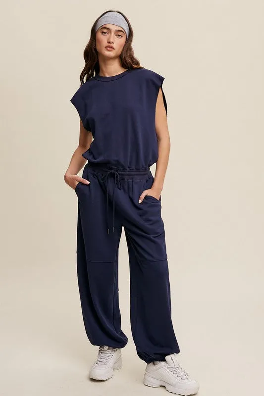 Midnight French Terry Loose Jogger Jumpsuit