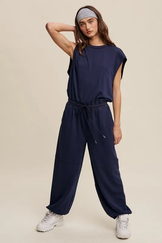 Midnight French Terry Loose Jogger Jumpsuit