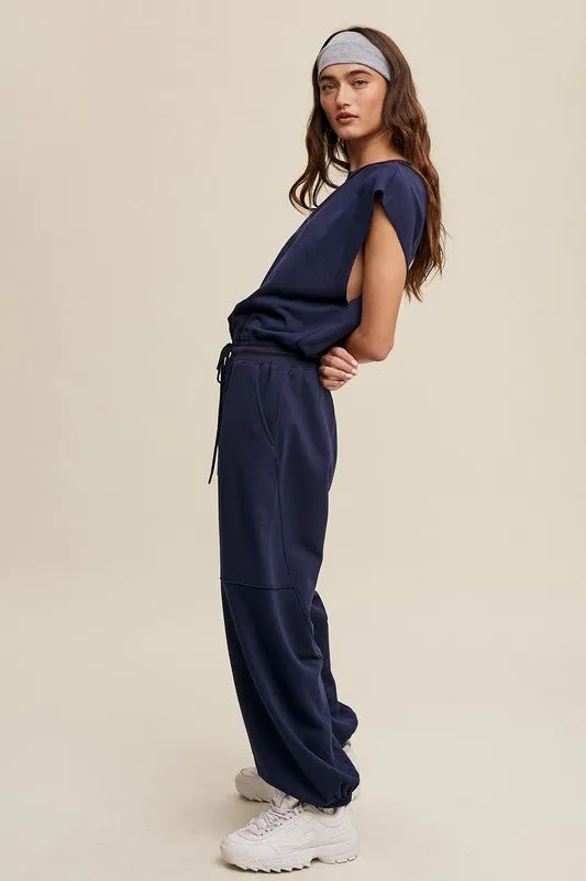 Midnight French Terry Loose Jogger Jumpsuit