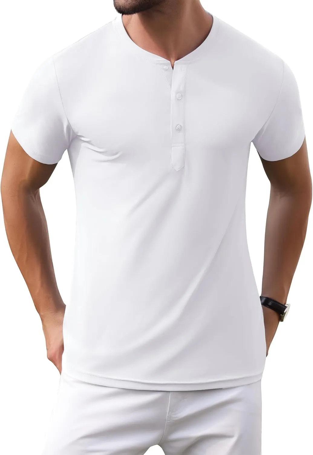 PEGENO Men's Henley Shirts Short Sleeve Moisture Wicking Quick Dry Casual Workout Athletic Golf Shirts