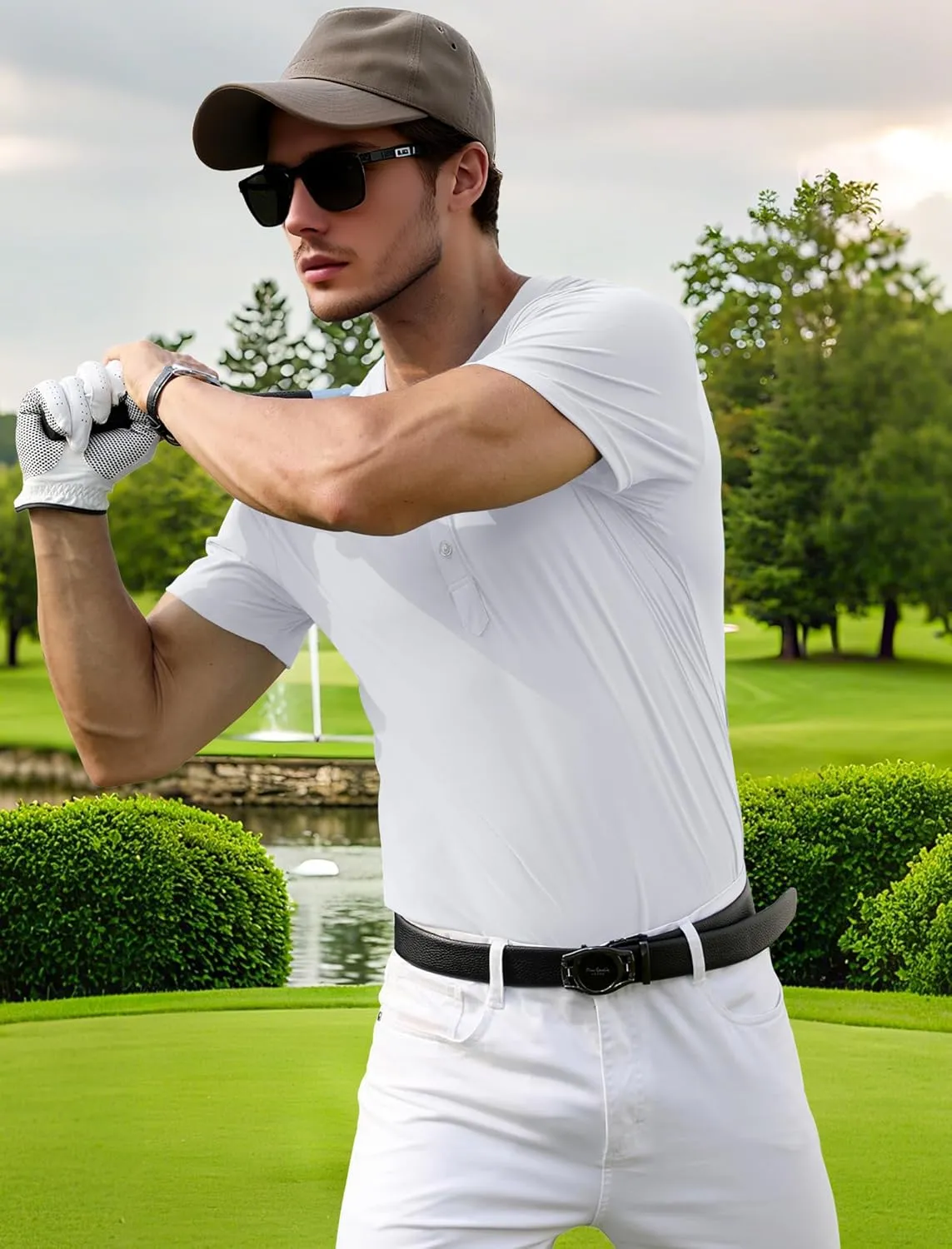 PEGENO Men's Henley Shirts Short Sleeve Moisture Wicking Quick Dry Casual Workout Athletic Golf Shirts