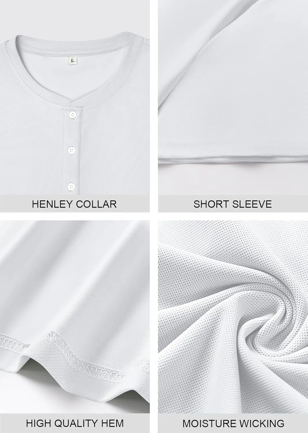 PEGENO Men's Henley Shirts Short Sleeve Moisture Wicking Quick Dry Casual Workout Athletic Golf Shirts