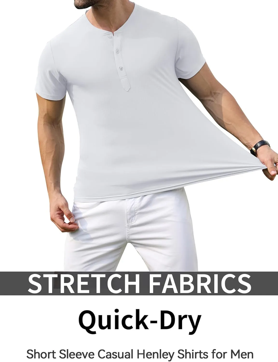 PEGENO Men's Henley Shirts Short Sleeve Moisture Wicking Quick Dry Casual Workout Athletic Golf Shirts