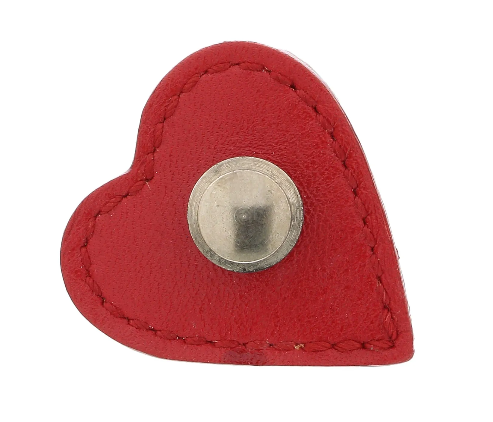 Prada Red Leather Signature Heart Brooch Pin-one size