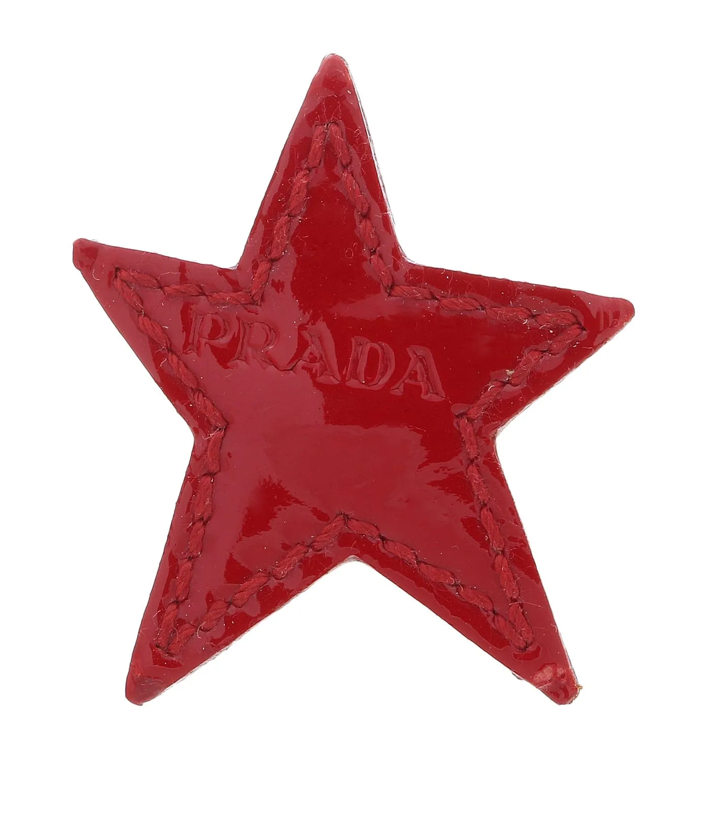 Prada Red Leather Signature Star Brooch Pin-one size