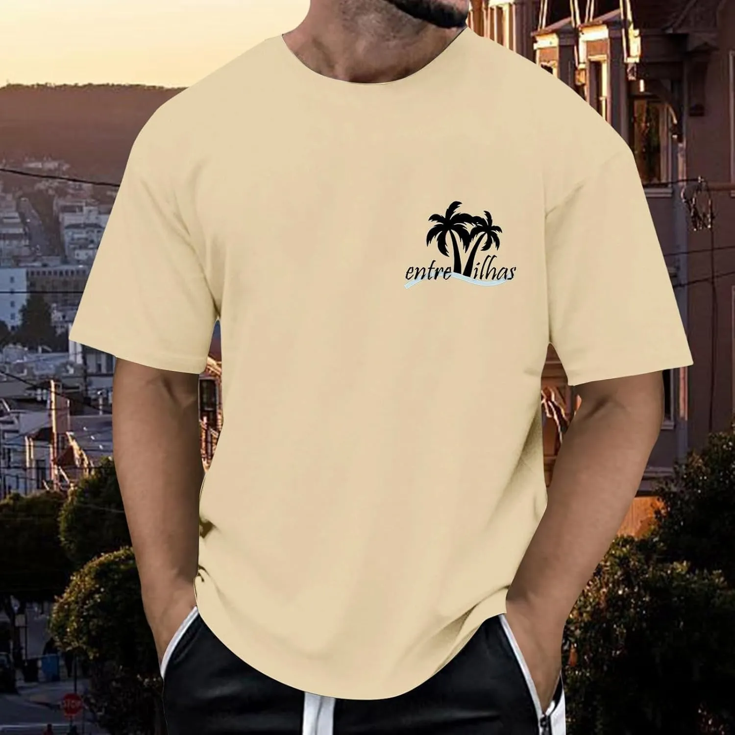 Printed Oversized T Shirt for Men 2025 Hawaiian Beach Holiday Travel T-Shirts Stylish Crewneck Summer Going Out Tops